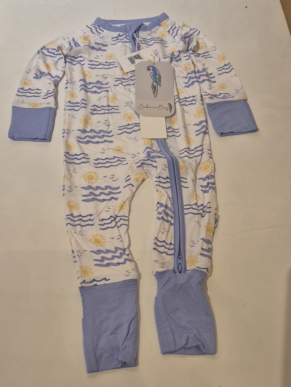 Bamboo Baby Footed Romper The Blue Sea 9-12 months-Sabana Bay